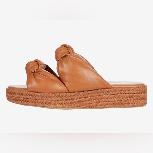 FARYL - Tania - Toffee Brown Platform Slip On Sandal Puffer Knot Straps … - Picture 5 of 11